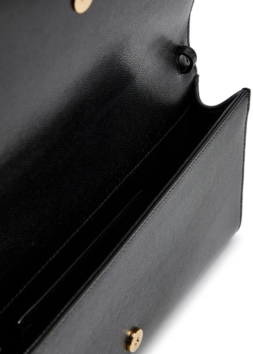 Kate logo pebbled leather clutch