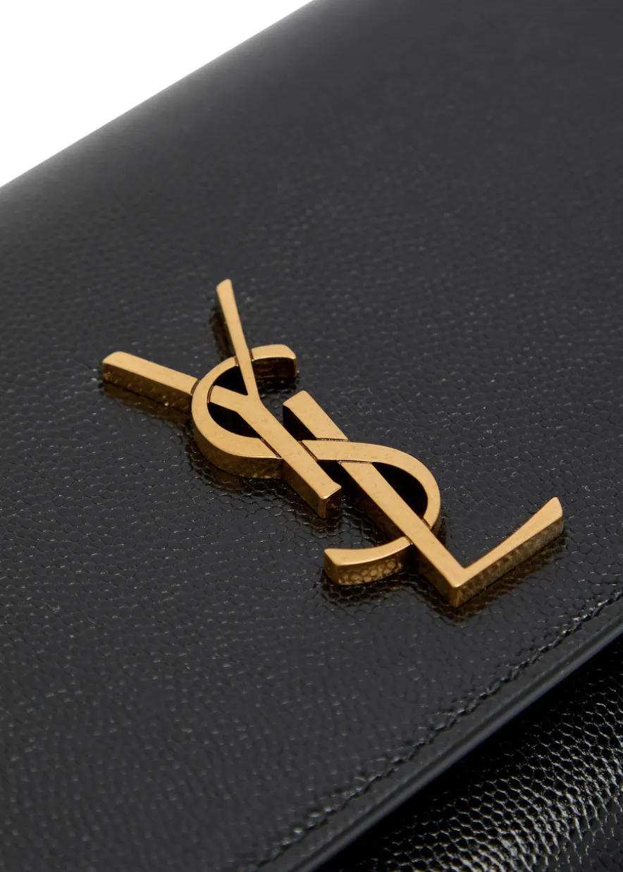 Kate logo pebbled leather clutch