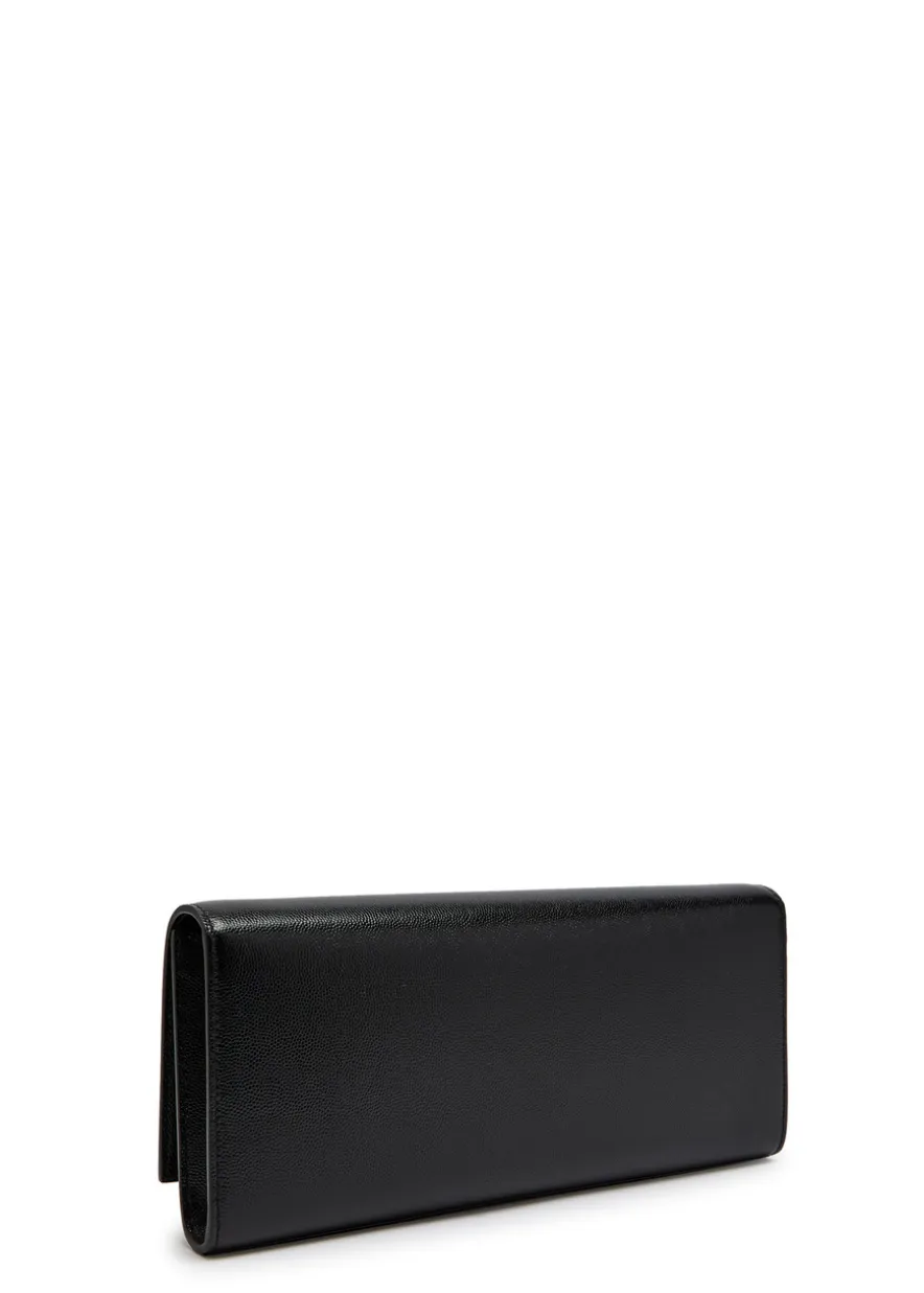 Kate logo pebbled leather clutch