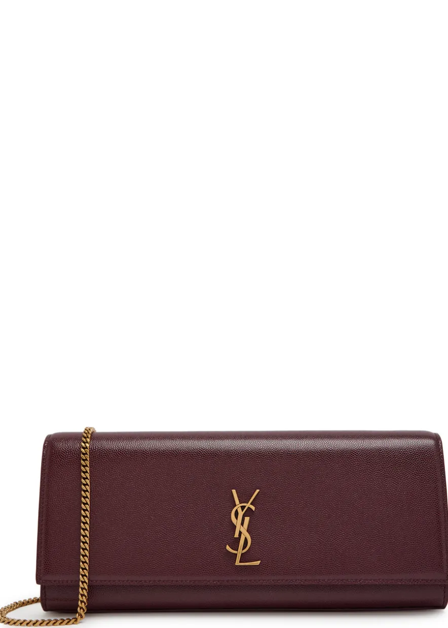 Kate logo pebbled leather clutch
