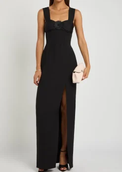 Kathleen floral-appliquéd wool-blend maxi dress