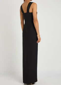 Kathleen floral-appliquéd wool-blend maxi dress