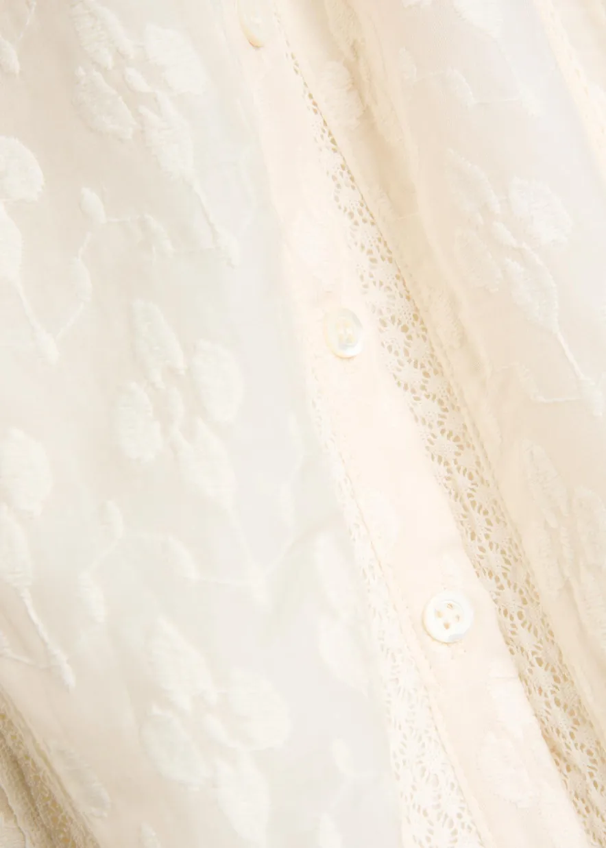 Kelli embroidered cotton and silk-blend midi dress