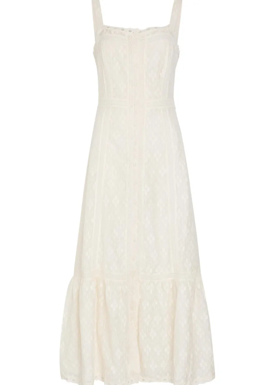 Kelli embroidered cotton and silk-blend midi dress