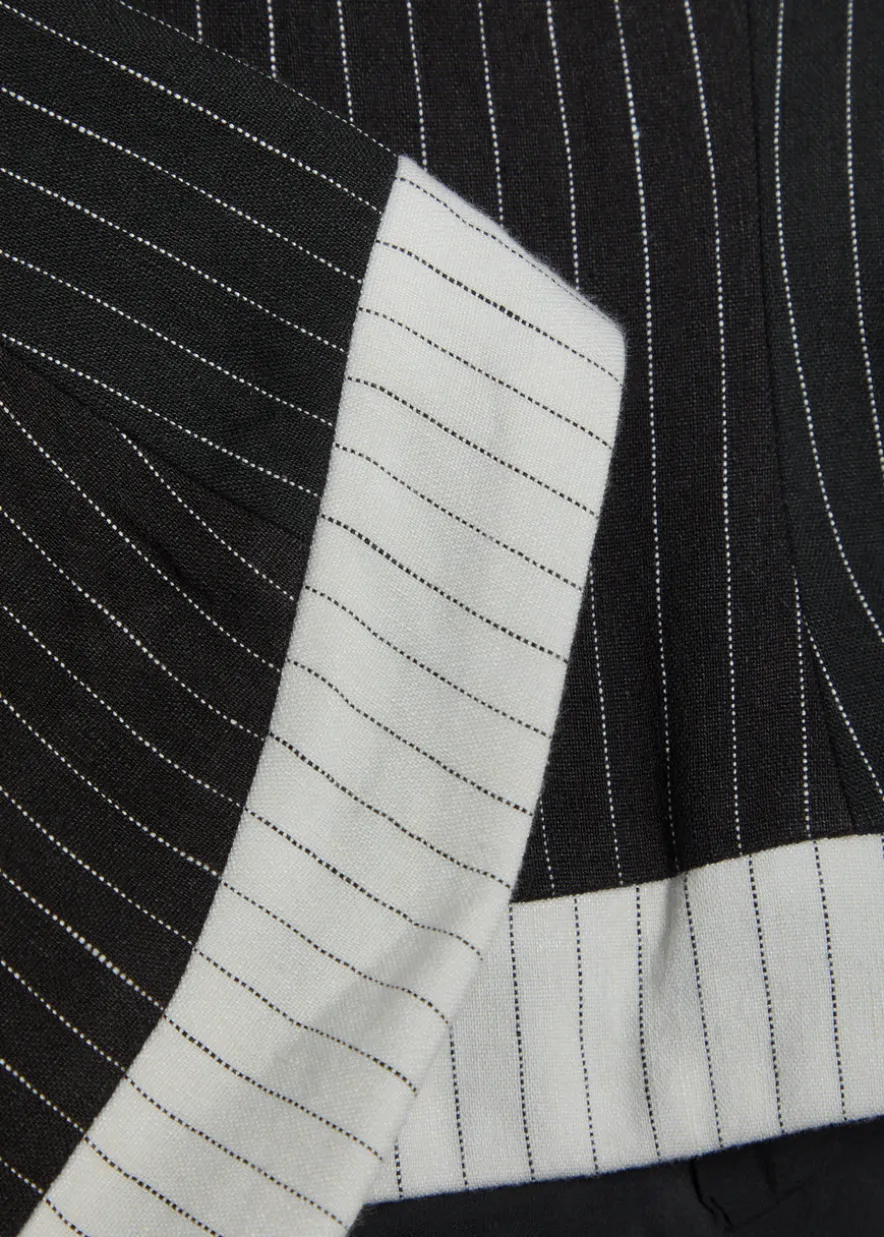 Kelly pinstriped strapless linen-blend top