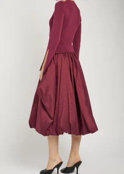 Kenlie gathered knit and taffeta midi dress