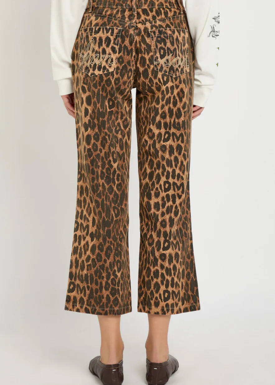 Kenny leopard-print bootcut cropped jeans