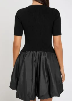 Kenny ribbed-knit and shell mini dress