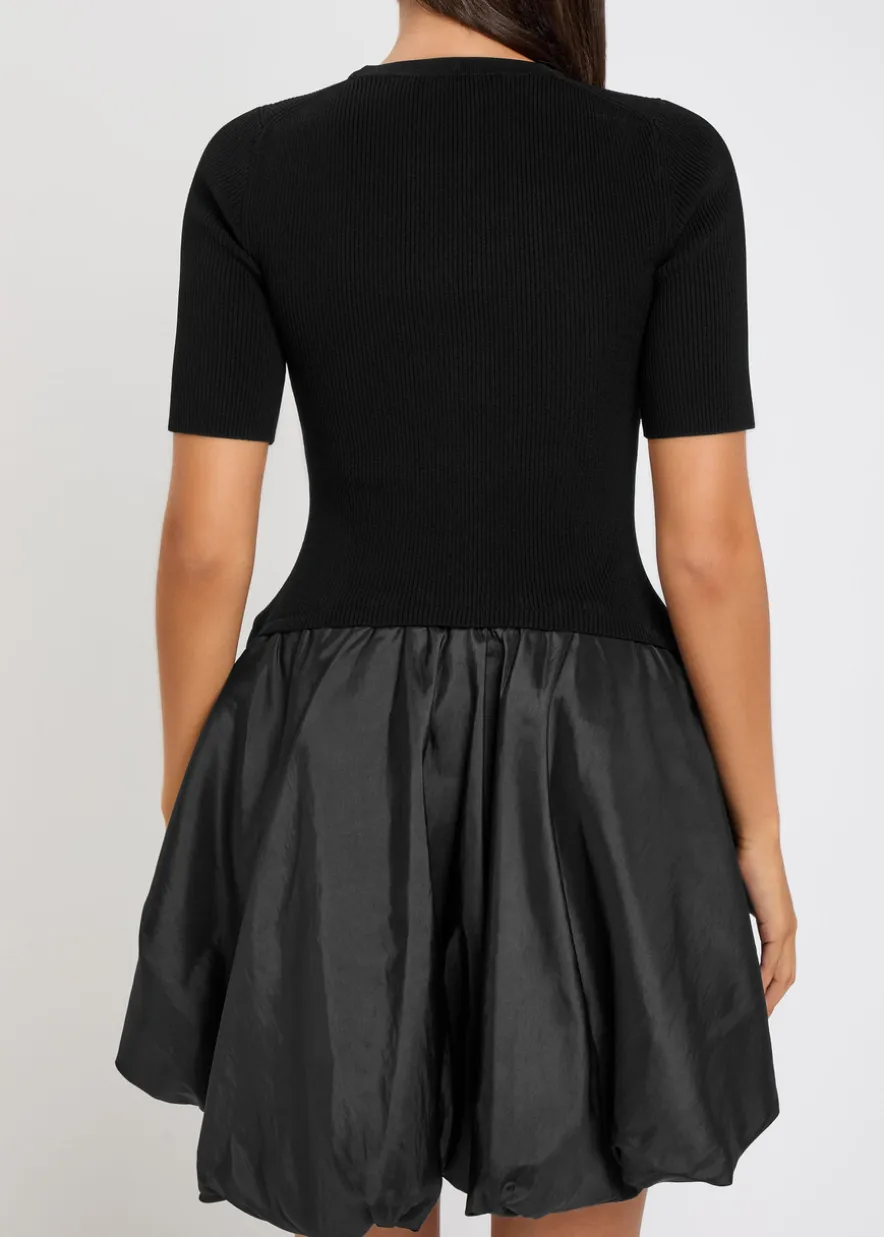 Kenny ribbed-knit and shell mini dress