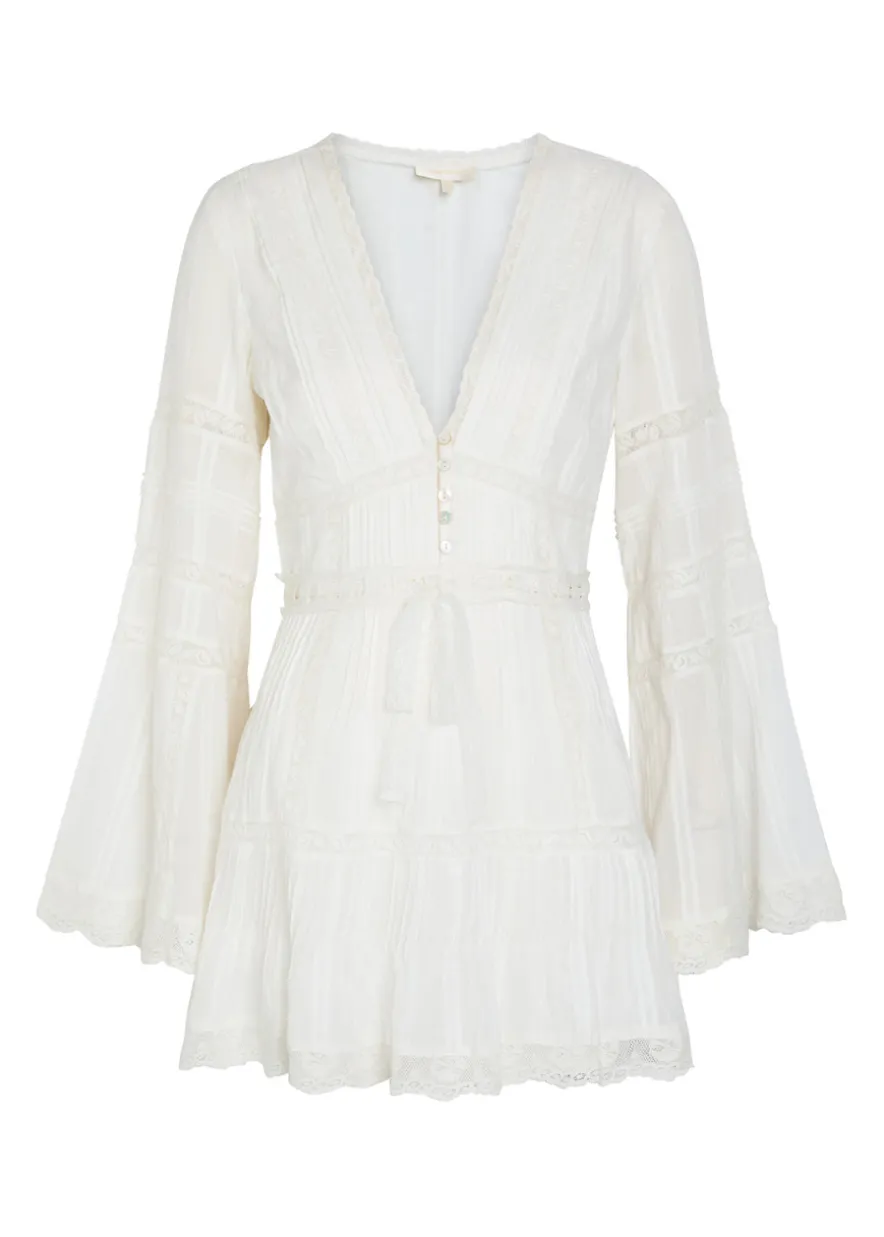 Kinsale lace-trim cotton mini dress