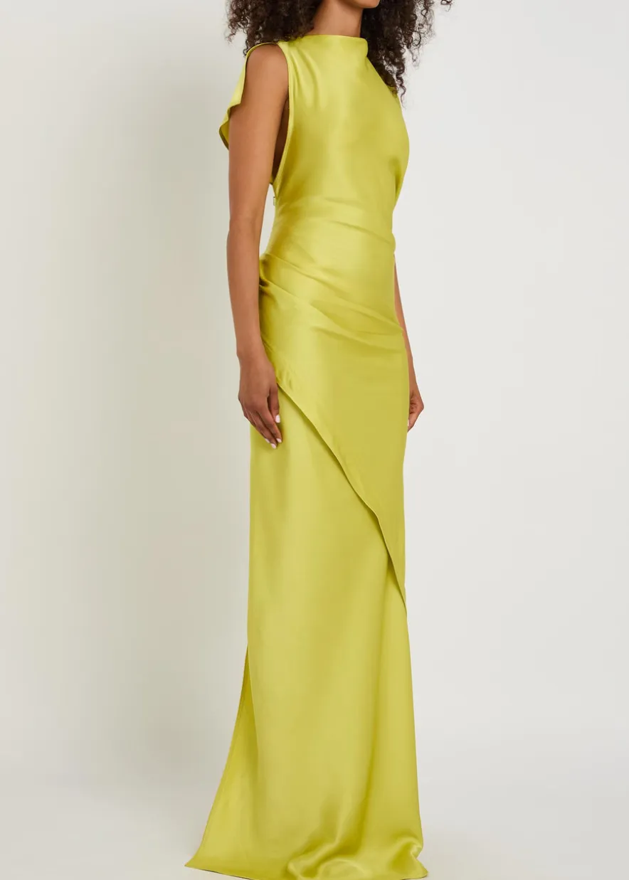 Kira draped satin-crepe gown