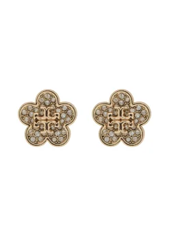 Kira floral pavé 18kt gold-plated stud earrings