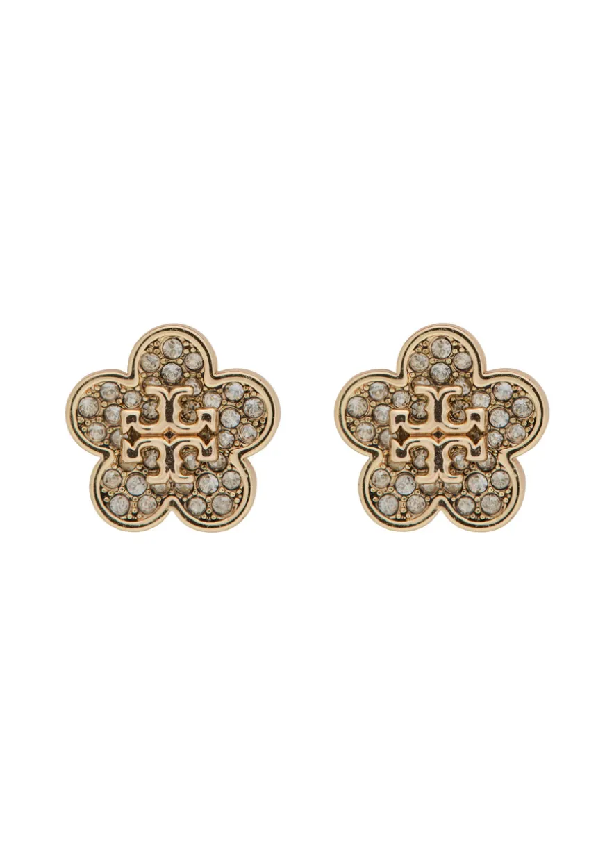 Kira floral pavé 18kt gold-plated stud earrings