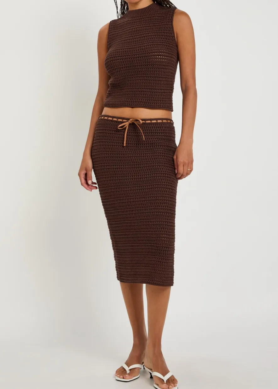 Knit cotton midi skirt