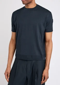 Knitted silk-blend T-shirt