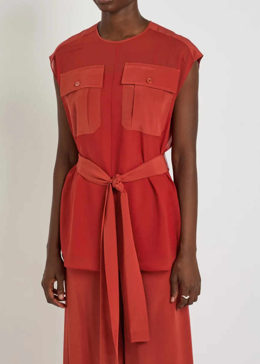 Kniza belted chiffon top