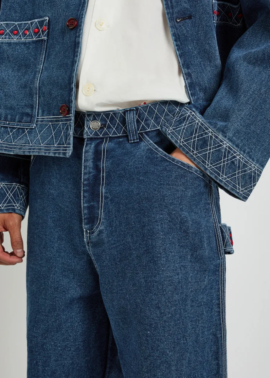 Knolly embroidered straight-leg jeans