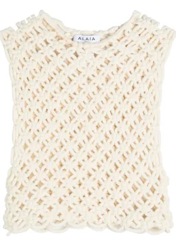 Knotted cotton-blend crop top