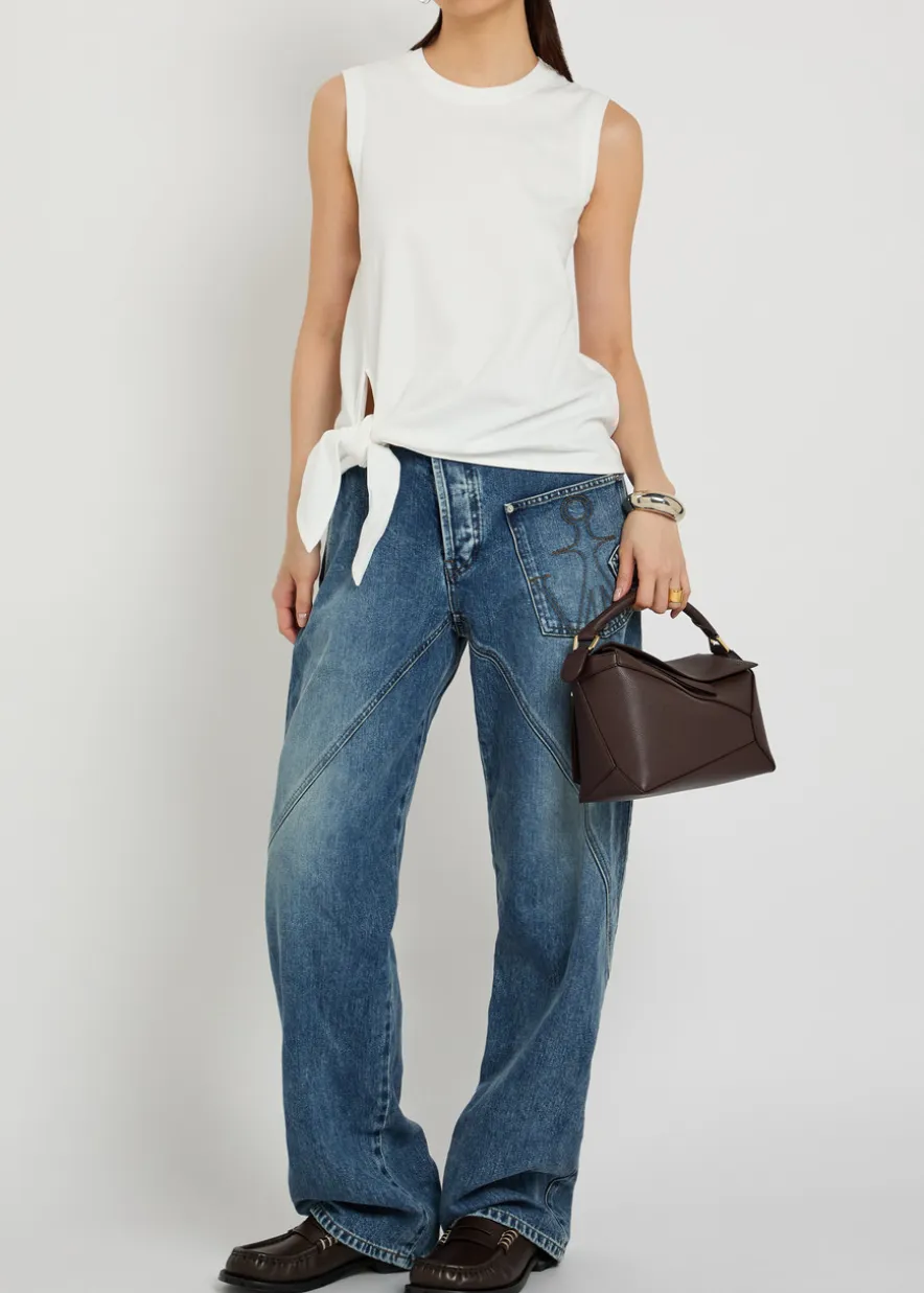 Knotted cotton tank top