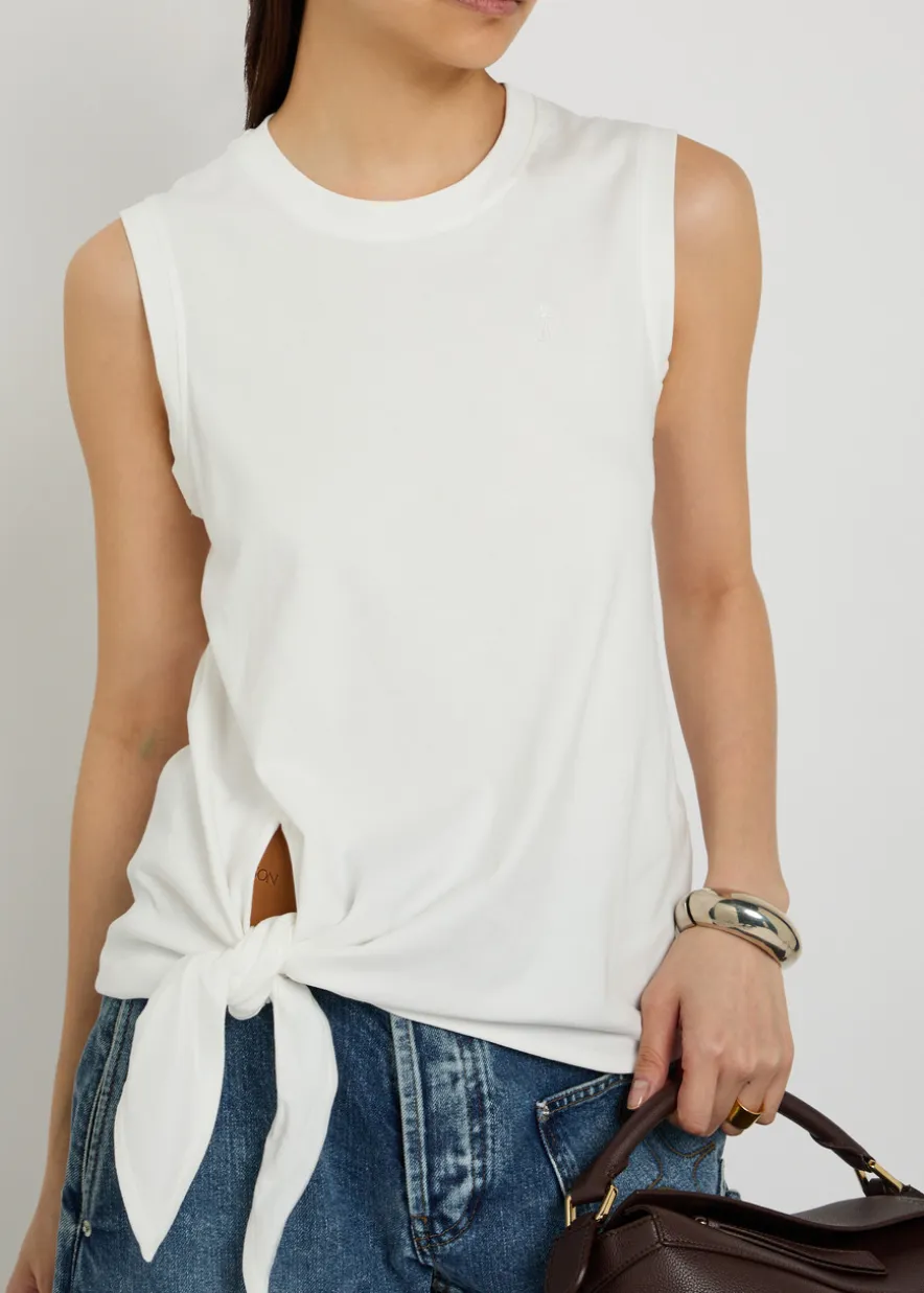 Knotted cotton tank top