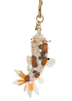 Koi Fish embellished leather and satin bag charm