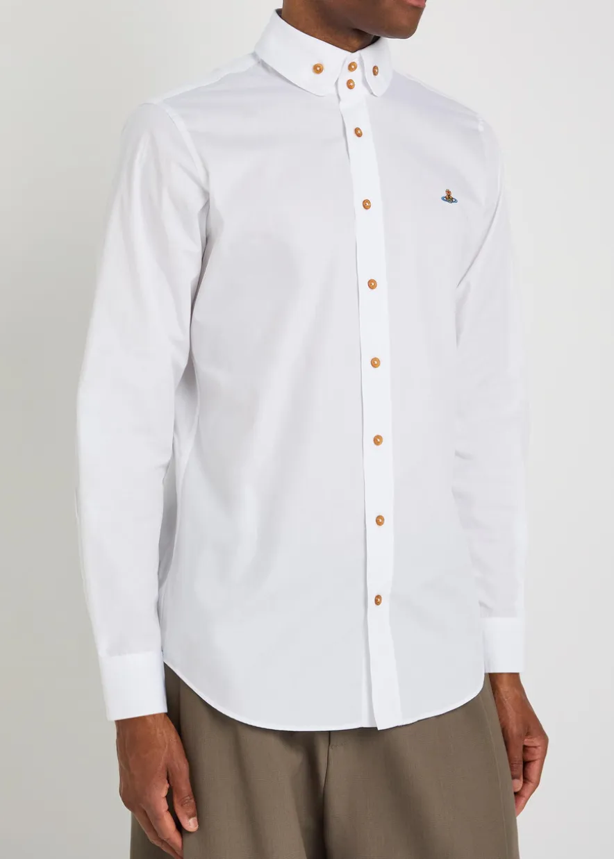 Krall logo-embroidered cotton-poplin shirt