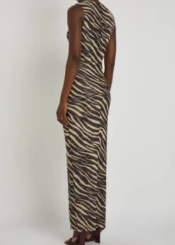 Krisa zebra-print mesh maxi dress