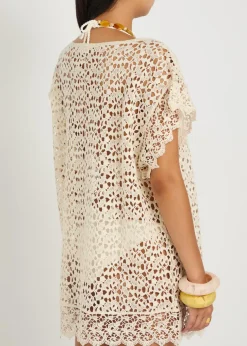 Kristina open cotton-knit mini kaftan