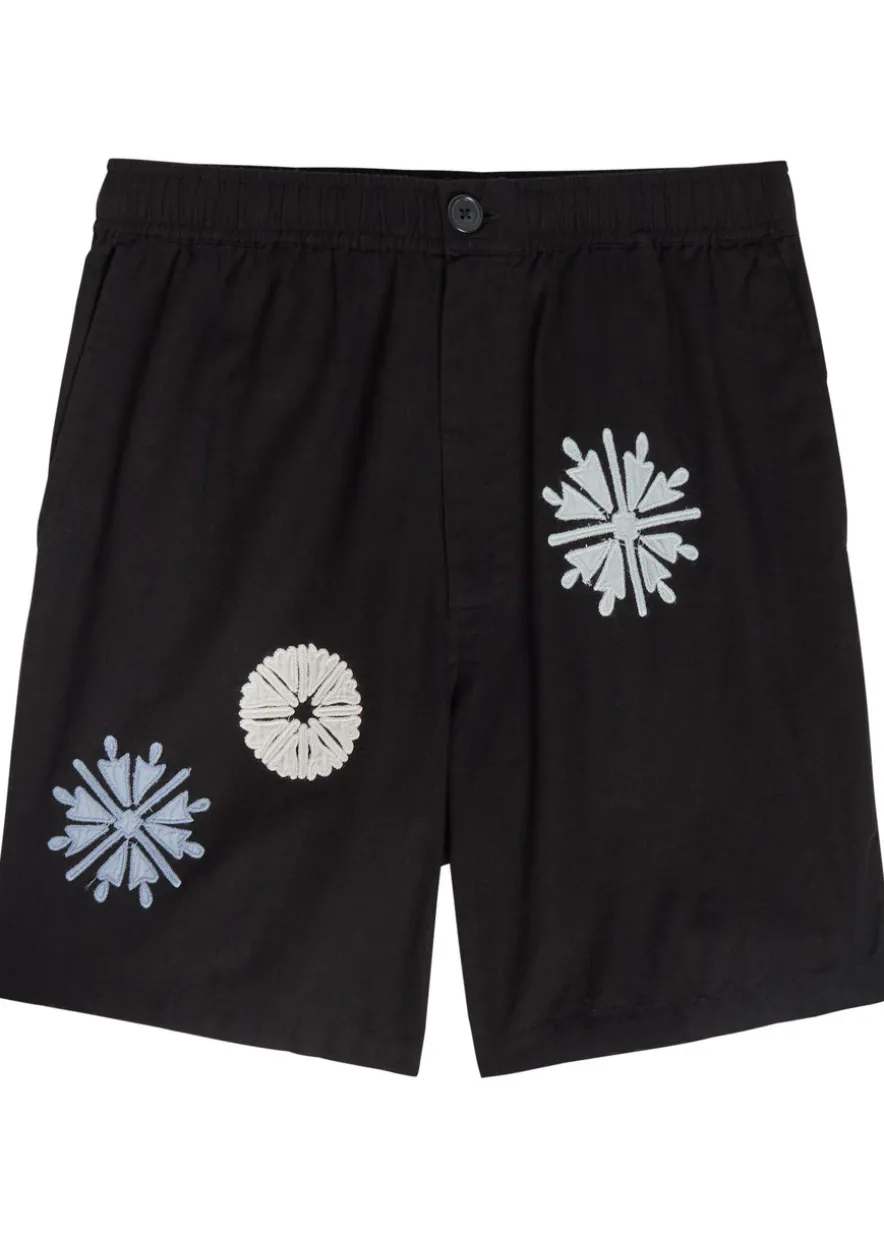 Kurt embroidered cotton and linen-blend shorts