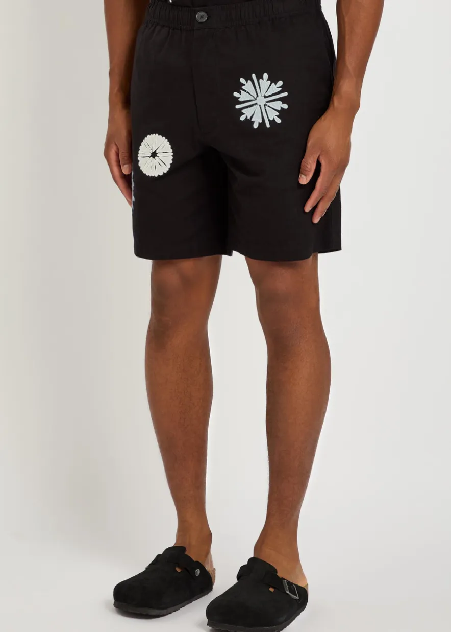 Kurt embroidered cotton and linen-blend shorts
