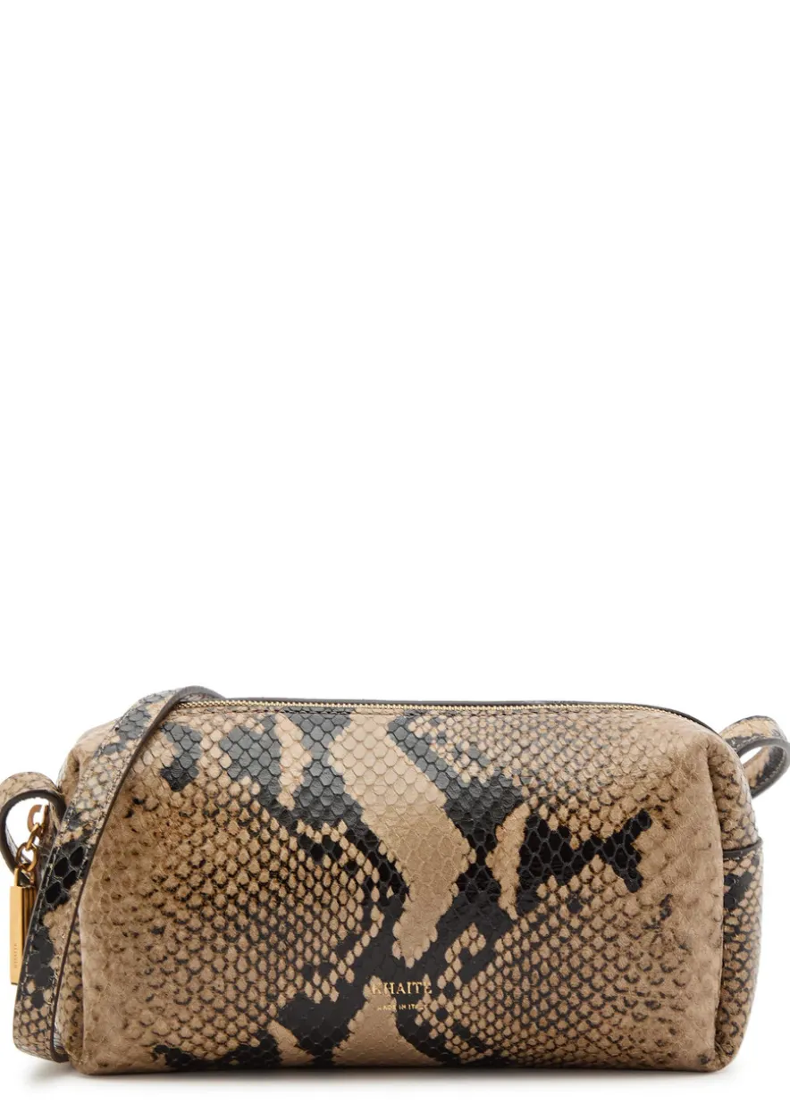Kye mini snake-effect leather and suede cross-body bag