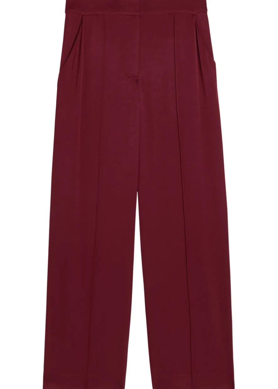 Kyra pintuck wide-leg satin trousers