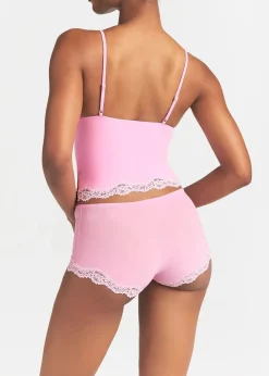 Lace-trimmed camisole and shorts set