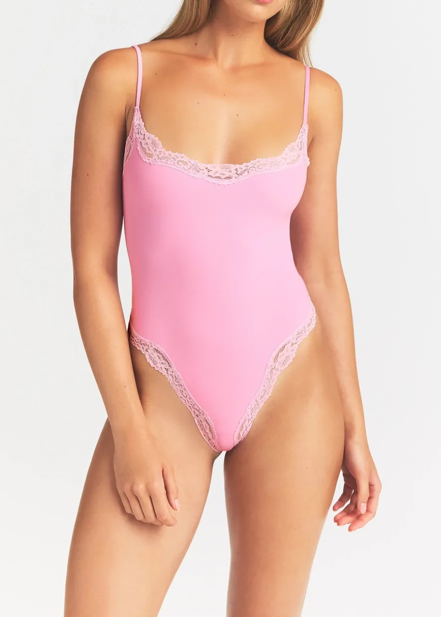Lace-trimmed camisole bodysuit