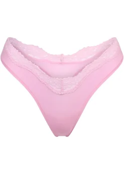 Lace-trimmed dipped thong
