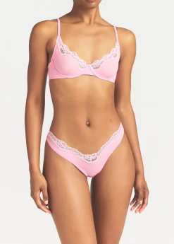 Lace-trimmed dipped thong