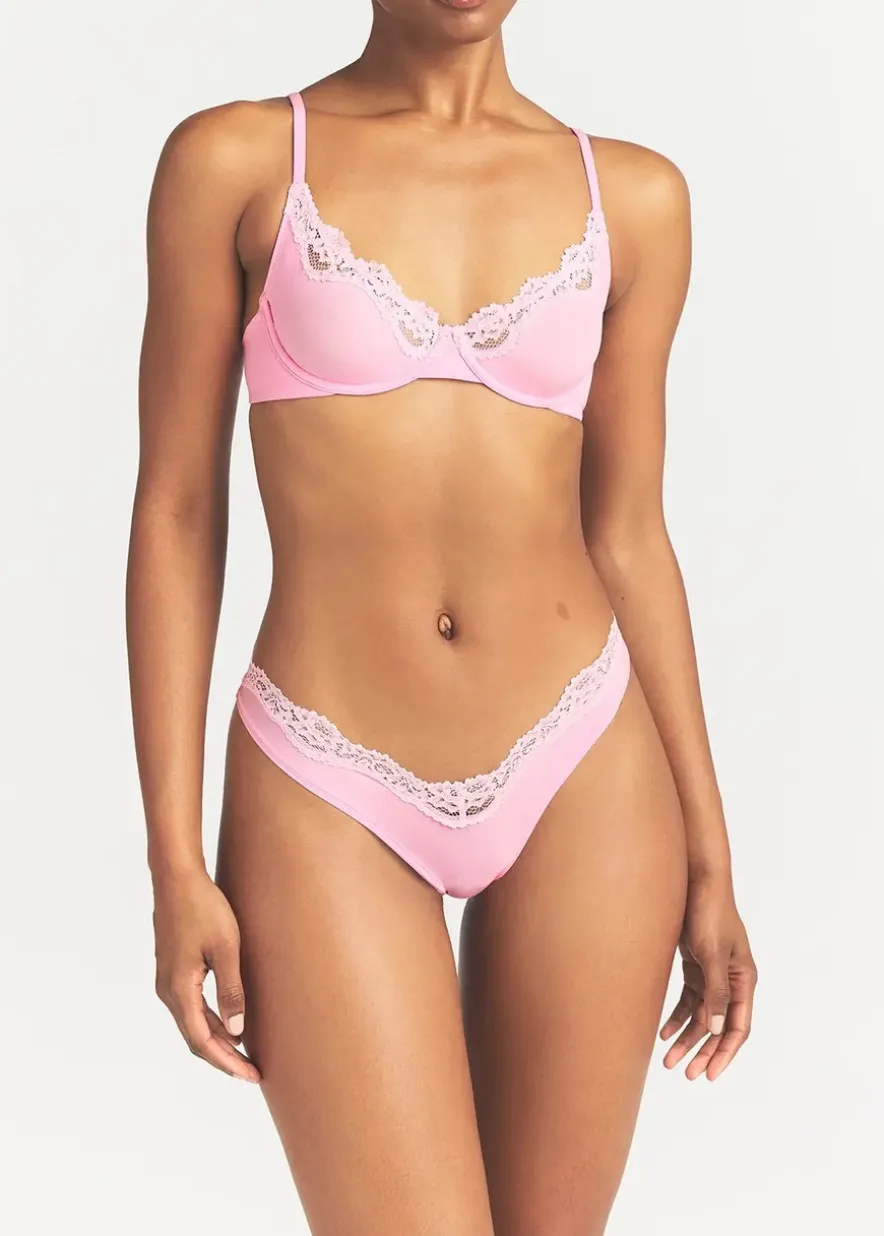 Lace-trimmed dipped thong