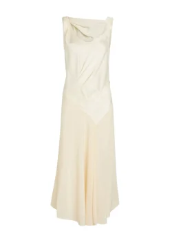 Lace-trim satin midi dress