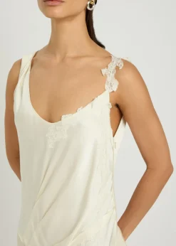 Lace-trim satin midi dress