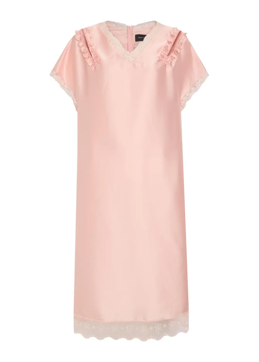 Lace-trim satin midi dress