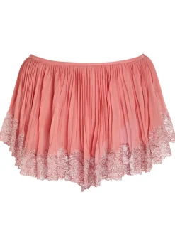 Lace-trim silk-georgette shorts