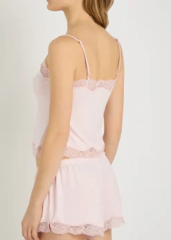 Lace-trim stretch-modal pyjama set