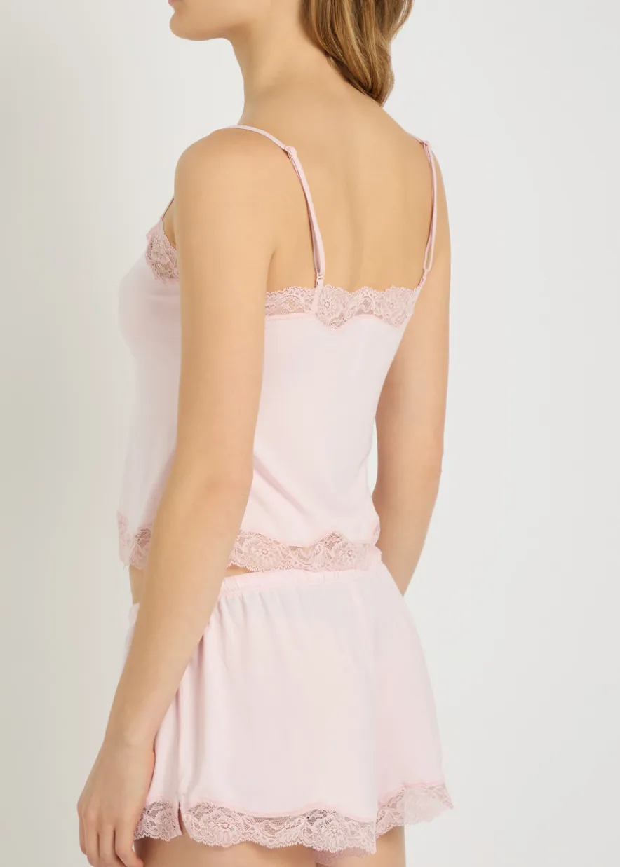 Lace-trim stretch-modal pyjama set