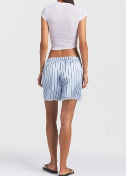 Lace-trim woven shine boxer shorts