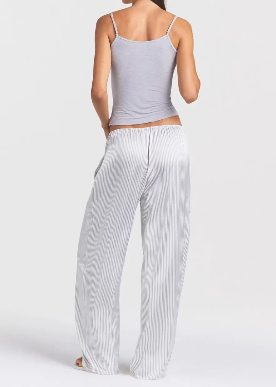 Lace-trim woven shine trousers
