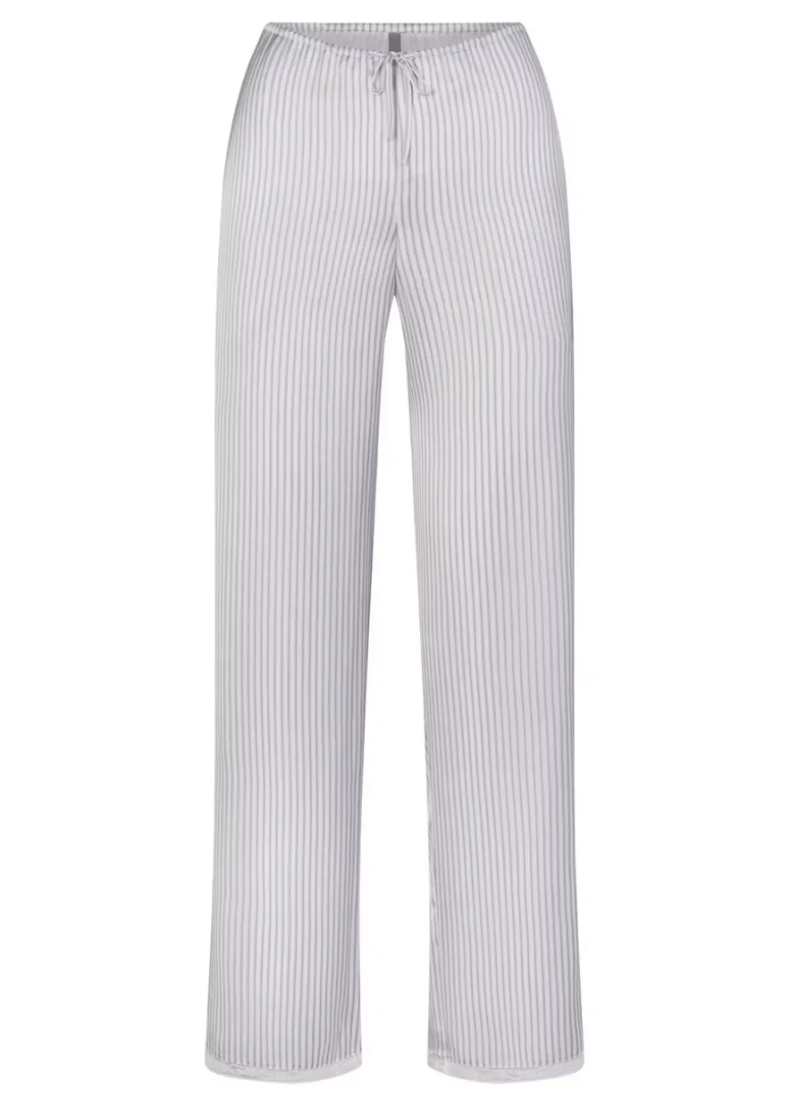 Lace-trim woven shine trousers