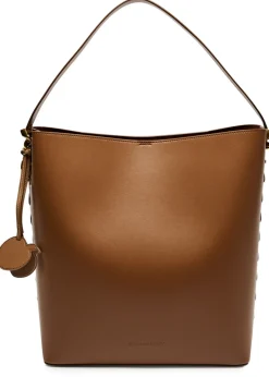 Lace-up faux leather tote