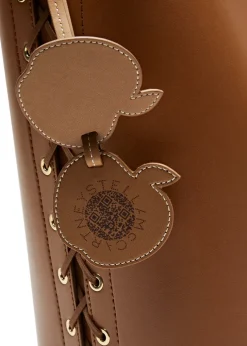 Lace-up faux leather tote