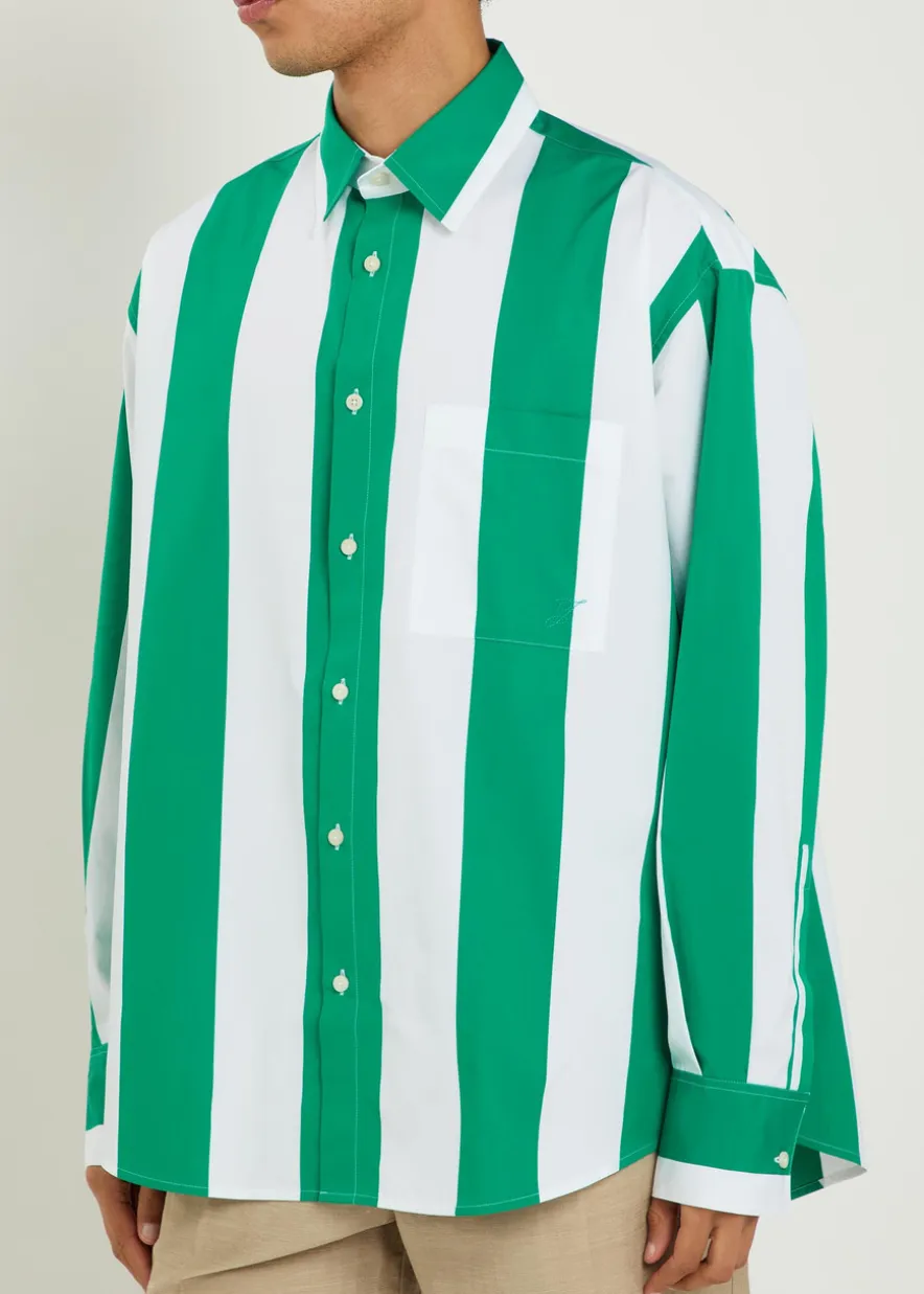 La Chemise Camargue striped cotton-poplin shirt