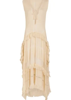 Ladder effect fine-knit linen-blend maxi dress